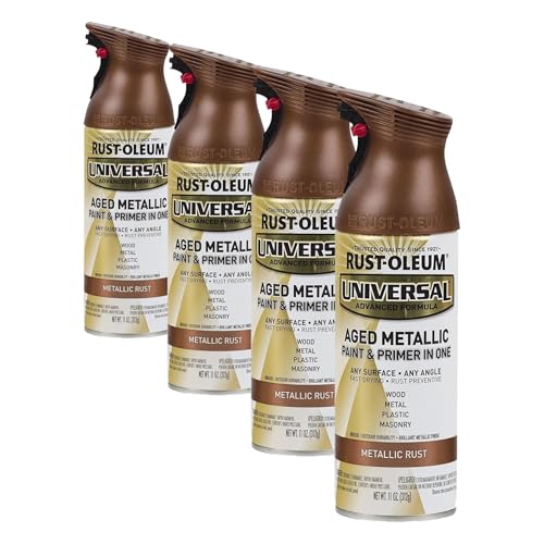 Image of Rust-Oleum 285072 Universal All Surface Aged Metallic Spray Paint, 11 oz, Metallic Rust (Pack of 4)