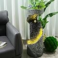 Bumilgar 35.4" Spiral Water Fountain Indoor Modern Garden Waterfall Outdoor Floor Standing Fountain with Led Lights and Light Strip for Home Art Decor,Backyard,Patio,Pool,Deck,Backyard,Porch,Office