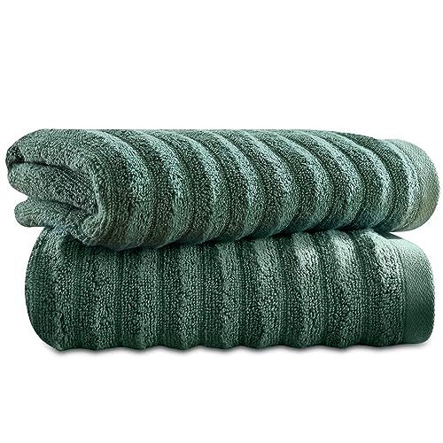 Towelogy Bamboo Face Cloth Makeup Remover Facial Cleansing Cloths Super Soft Fingertip Towels for Delicate Sensitive Skin | 30x30 cm - Pack of 2 (Green, 2)