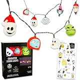 Nightmare Before Christmas String Lighting Decor - Bundle with 113' Character String Light Featuring Jack Skellington, Sally, Zero, Oogie Boogie | Nightmare Before Christmas Halloween Decor