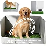MEEXPAWS Hundetoilette Hundeklo Kunstrasen 111x84x40cm Hundetoilette für große Hunde Wohnung Faltbar Blau