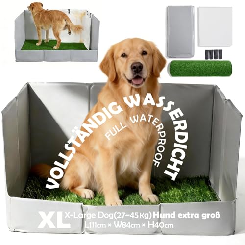 MEEXPAWS Hundetoilette Hundeklo Kunstrasen 111x84x40cm Hundetoilette für große Hunde Wohnung Faltbar Blau