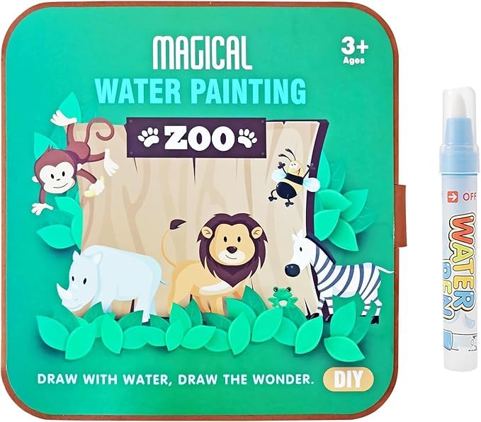 Magical Water Painting Book, No-Mess Art Book Busy Book for Kid, Reusable Drawing Coloring Book with Portable Doodle (Zoo)-image-14