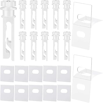 24-Pack Vertical Blinds Repair Kit 12 Adhesive Tabs + 12 Stem Clips Replacement Parts for Broken/Missing Slats & Carriers, Quick Fix Accessories