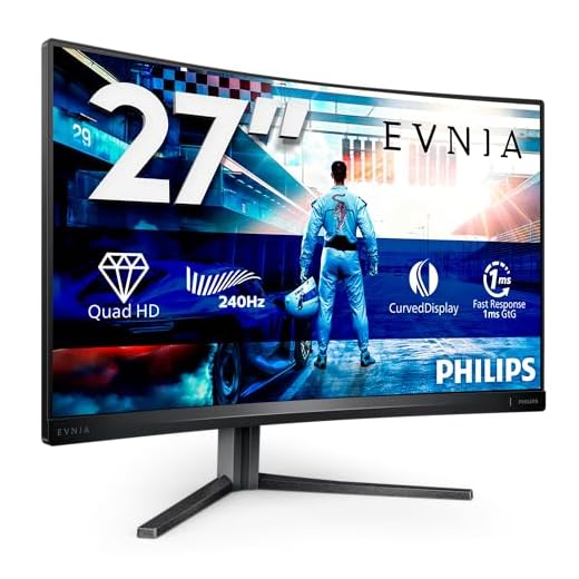 PHILIPS Evnia 27M2C5500W - 27 Zoll QHD Curved Gaming Monitor, 240 Hz, HDR400, 1 ms GtG, FreeSync Premium Pro (2560x1440, HDMI, DisplayPort, USB Hub) dunkelgrau