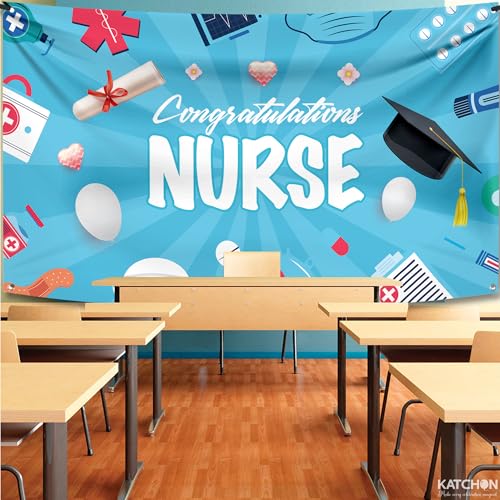 Image of KatchOn, Nurse Graduation Banner 2026-72x44 Inch | Congratulations Banner | Graduation Decorations 2026, Nurse Graduation Party Supplies | Graduation Backdrop for Nurse Party Decorations