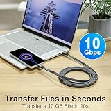 Thzzhnno Płaski kabel USB A na USB C, 1 M, USB 3.0 do 3.1 Gen 2, 10 Gb/s, kabel do transferu danych typu C, do komputerów stacjonarnych, smartfonów, padów Pro