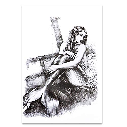 Glaryyears Angel Mermaid Temporary Tattoos For Women Girls, 6-Pack Large Sketch Fake Tattoo Stickers, Long-Lasting Realistic Tattoos For Body Arm Back Leg #TOP7