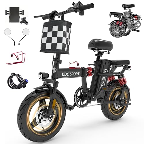 DDC TECH Folding Electric Bike for Adults, 800W Peak Motor