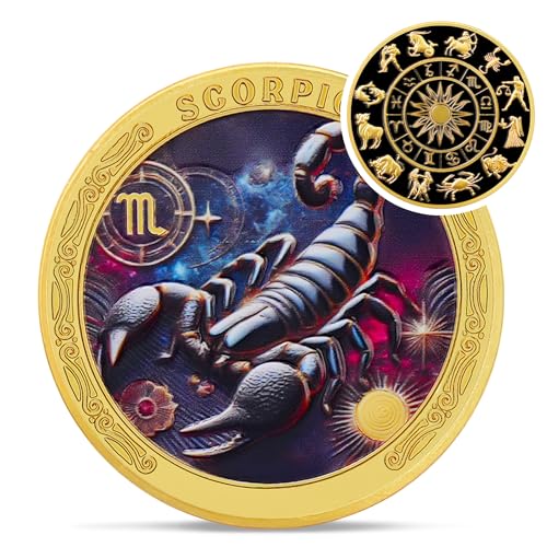 Scorpio 12 Zodiac Challenge Coin - Twelve Constellations Scorpio Protective Talisman Coin -...