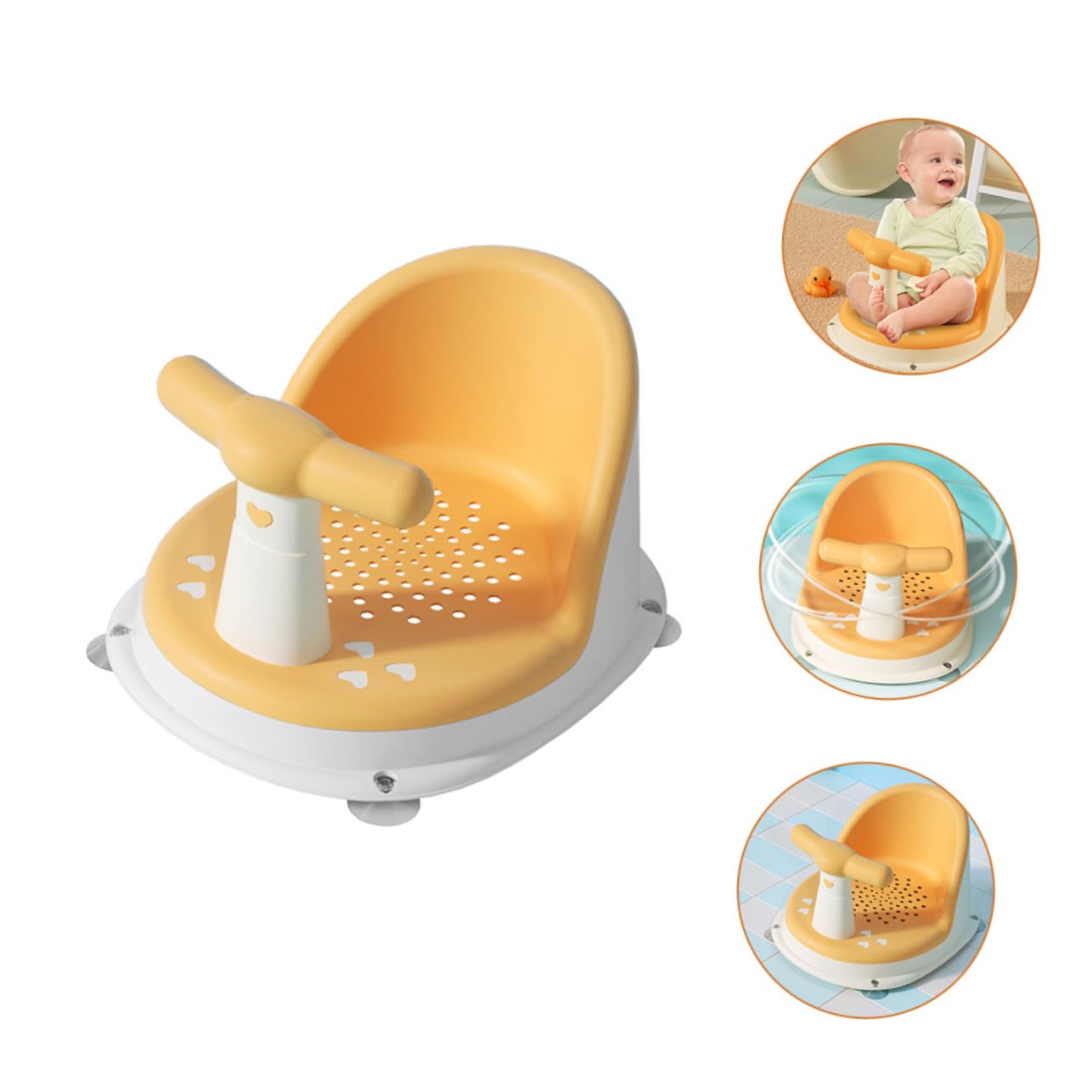 Asiento de Baño para Bebés Compacto Limpieza Fácil, Material Pp y Tpe, Antideslizante Adecuado Hora del Baño y Alimentación