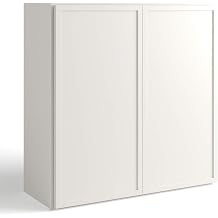 WelFurGeer Wall Cabinet with Double Door, Natural Oak, Solid White Oak Frame, Plywood Body, 30" x 12" x 12 White