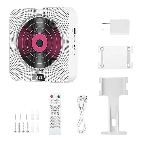 Lecteur CD portable blanc avec haut-parleur Bluetooth et prise EU