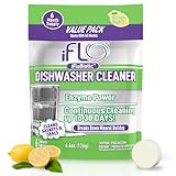 iFLO Dishwasher Cleaner Tablets with iFLObiotic – Deep Cleaning Dishwasher and Deodorizer Tablets to Eliminate Dish Washer Odor, Remove Residue & Freshen Dish Washer Machine Cleaner, 6 Pack