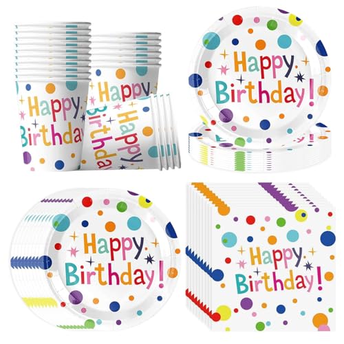 Vaisselle Anniversaire pour 20 Invités, 60pcs Grand Vaisselle Jetable Anniversaire, Serviette, Gobelets, Décorations de Fête D'anniversaire Adaptées aux...