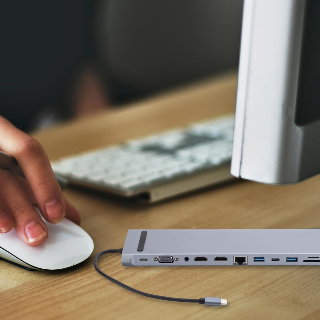 Wieloportowy hub USB C do laptopa 4K 100W dostawa zasilania, gniazda na karty port RJ45