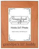 Personalized Gifts Grandpa Gift Grandpa's Lil' Buddy Grandson Natural Wood Engraved 5x7 Portrait Picture Frame Wood
