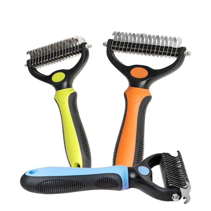 MarysDe@lz Dog bath brush Pet Cat Hair Removal Brush Double sided Deshedding Pet Fur Knot Cutter Dog Grooming Shedding Tools (small -1piece) - Image 4