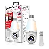 Energizer Smart 2K Light Bulb Security Camera, 1000 Lumens LED Light, 5G&2.4G Wi-Fi Outdoor Socket Camera, Pan Tilt Auto Tracking, (White, App Enabled Smart Detections)