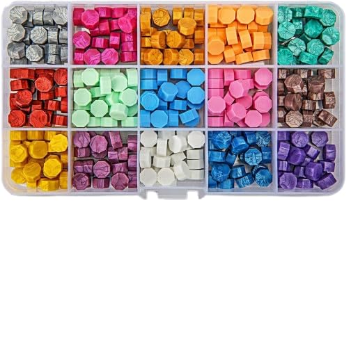 Levin Colorful Wax Seal Beads - 15 Colors Sealing Wax Beads for Stamp Seals, Decor for Envelope Letter Wedding Invitation and Sealing Wine Bottle