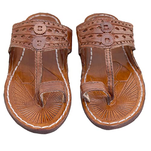 Royal-Khwaab-Mens-DailyCasualEthnicwear-Slip-on-Brown-Color-Flat-Handmade-Kolhapuri-Chappal-Brown