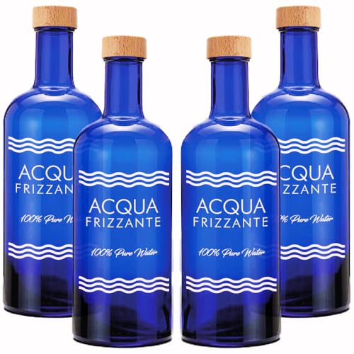 Botella de cristal azul ISIDE de 750 ml para agua solarizada y mesa 2
