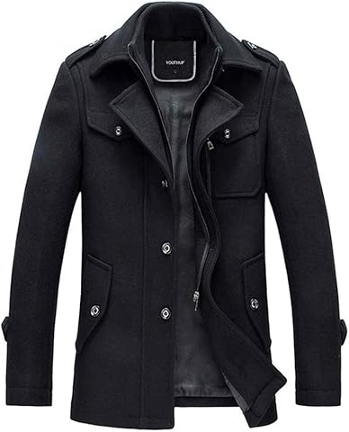 YOUTHUP Abrigos de Hombre de Lana Invierno Trenca Abrigo Regular Fit Gabardina Militares Chaqueta