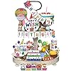 9 Pcs Birthday Tiered Tray Decor Farmhouse Tiered Tray Decor for Birthday Colorful Party Supplies Wooden Happy Bday Table Decorations Cake Style