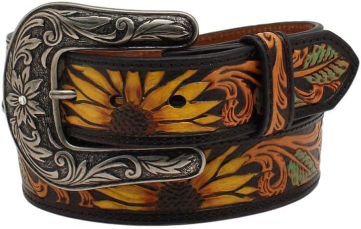 Nocona Women's Sunflower Tooled Western Belt Black Small