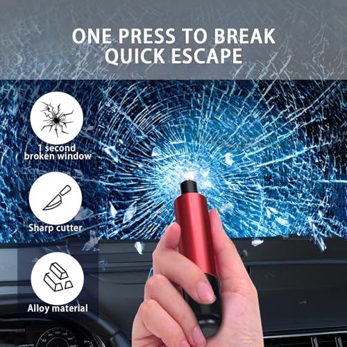 2 Pack Safehammer Window Breaker with Seatbelt Cutter,2-in-1 Car Safety Hammer Emergency Escape Tool,Auto Rescue Tool Window Breaker,Car Glass Breaker,Life-Saving Emergency Artifact(Black Red)