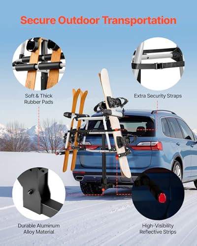 VEVOR Hitch Mounted Ski Snowboard Rack