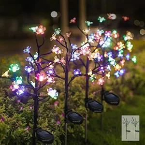 Homehop Solar Lights for Garden 20 Led Blossom Decorative Flower Lamp, Waterproof for Outdoor, Landscape, Pathway, & Home Decor Auto On/Off, (Multi Color Pack of 2)
