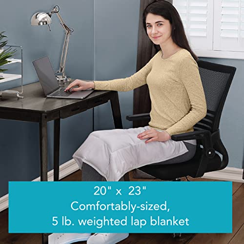 Dream Lab Calming Acupressure Cooling Reversible Weighted Lap Blanket With Glass Beads, 5 Pounds, Grey #TOP1