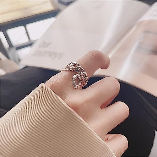 Bague chaîne coréenne argent S925 avec message LOVE cadeau idéal