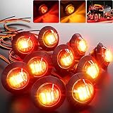 BJZ 3/4" Side Marker Trailer LED Lights Red-Amber Dual Color 4LED Round Clearance Brake Stop Turn Si