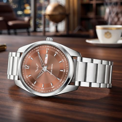 Image of LOUIS DEVIN Stainless Steel Chain Analog Wrist Watch for Men with Day and Date Display (Black /Blue /Brown /Silver Dial) | LD-GR405-CH