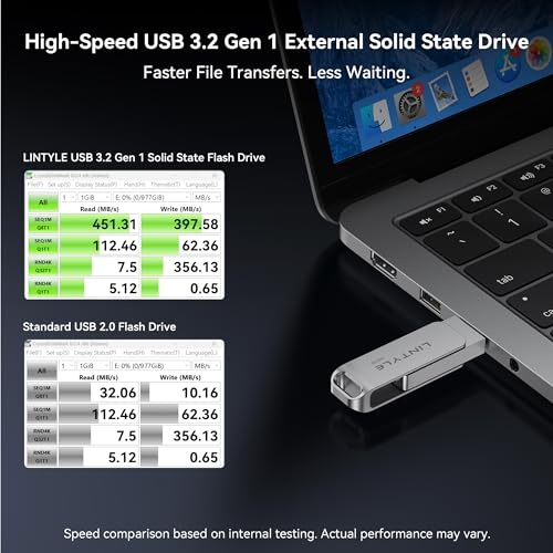 Memoria SSD externa USB de 256 GB con doble conector Tipo C y A carcasa metálica para iPhone 16 3