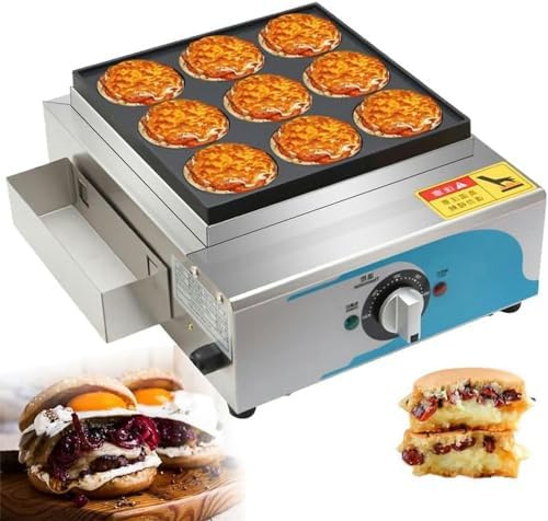 Commercial Electric 9 Hole Egg Burger Maker, Griddle for Meat, Adjustable 50-300℃ Temperature Control, Perfect for Restaurants and Food Trucks