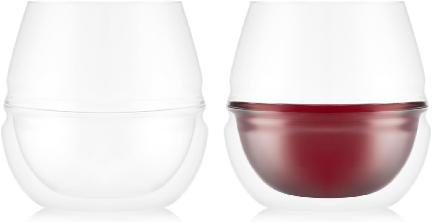 BODUM 12255-10J Bodum Glass, Cup, Tumbler, Wine Glass, FYN Finn, Double Wall Aroma Glass, 11.8 fl oz (320 ml), Set of 2, Hot and Cold Insulation, Double Wall Construction, Heat Resistant Glass,