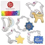 Ramadan Cookie Cutters Eid Mubarak Islamic 5-Pc. Set Made in USA by Ann Clark, Camel, Islamic Star, Crescent Moon, Star, Plaque