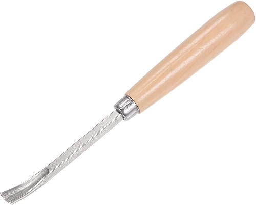 uxcell Cuchillo para tallar cinceles de madera, 0.394 in cromado 45 # acero al carbono curvada punta media redonda herramienta de mano para