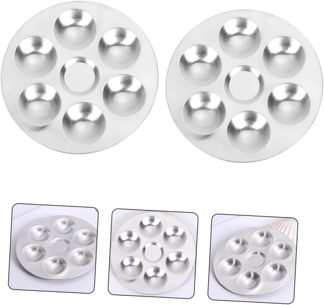 2pcs Painting Palette Mixing Tray Pigment Trays Stainless Steel Fixing Plate