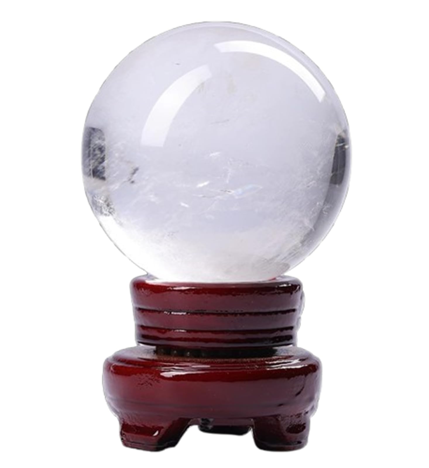 CYVXCPPGI Home Decoration Clear Quartz Crystal Ball, Crystal Sphere with Wood Stand,Fengshui Balls Ornaments for Witchcraft and Balls,9cm
