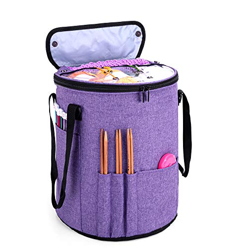 Teamoy Crochet Bags for Women, Yarn Storage Organizer, Knitting Project Bag for Knitting Needles and Hooks, Purple by Teamoy - Image 8