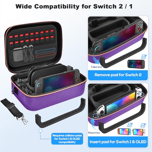 Image of Gorixer Switch 2 Case for Nintendo Switch 2(2025) or 1 and OLED Models(2021),Stores 18 Game Cards for Nintendo 3DS & 2DS Games (Purple)