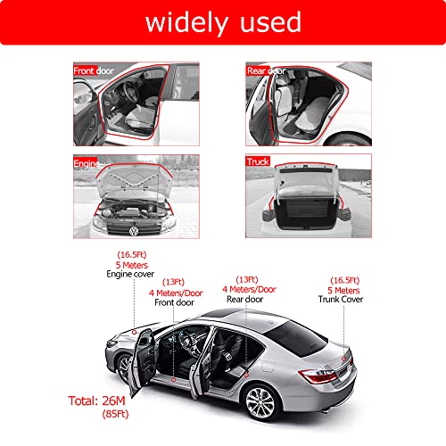 Tintvent Weather Stripping Seal Strip For Doors/Windows, 39.3Ft D-Shape Rubber Self-Adhesive Weatherstrip For Car Door, Truck, Engine Cover #TOP6