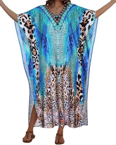 Image of Kaftan Dresses for Women V Neck Caftan Batwing Sleeve Swimsuit Cover Up
