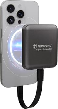 Transcend ESD420 2TB Magnetic External SSD, Up to 2000MB/s, Supports Apple 4K ProRes HDR Record, MagSafe, iPhone17,16,15/iPad/Mac/Tablets/Windows/Android, USB 3.2 Gen2x2 20Gbps Portable USB-C SSD