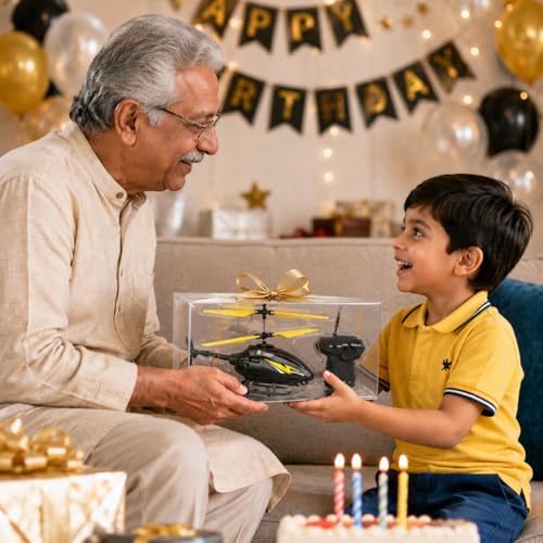 Image of Gravity Sensor Helicopter Toy for Boys with Safety Sensor, Indoor Palm Sensing, Rechargeable with LED Lights I Pack of 1 (Black Yellow Gun)