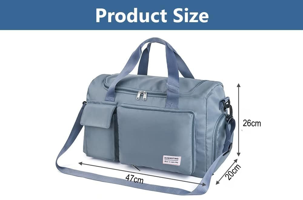 Gym Bag Womens Men with Shoes Compartment and Wet Pocket, Lightweight Foldable Travel Duffel Bag Sport Gym Tote Bags Weekend Overnight Bag for Travel Sports Yoga Outdoor Activities (Blue) - 2